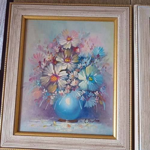 C.Hunter oil paintings used, set of 2, 34x30 cm each