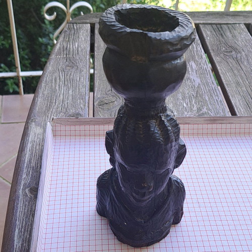 African vintage wood carving used ebony