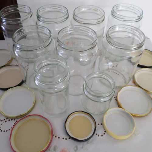 Glass jars for food storage set of 7 750 ml and 2 smaller like new