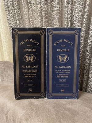 E.L.O. Mouzakis Au Papillon vintage κουτιά με κλωστές ραπτικής, σετ 2