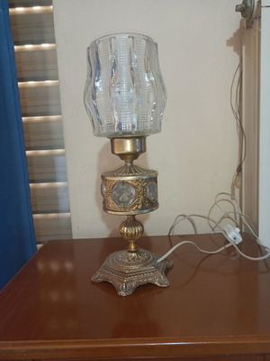 Vintage brass table lamp with stones