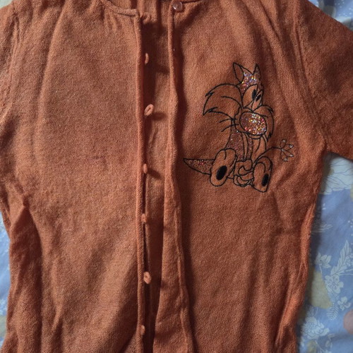 Ysatis vintage orange knitted cardigan with embroidered design