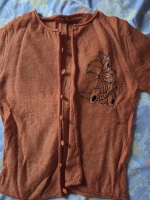 Ysatis vintage orange knitted cardigan with embroidered design