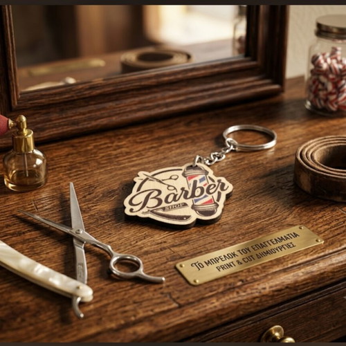 Barber Shop wooden keychain new, print and cut design