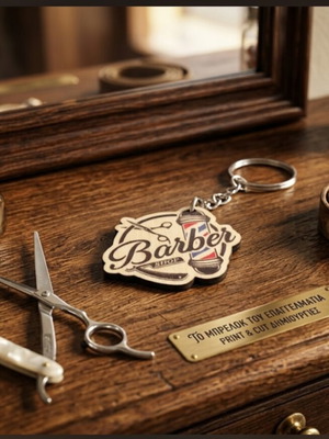 Barber Shop wooden keychain new, print and cut design