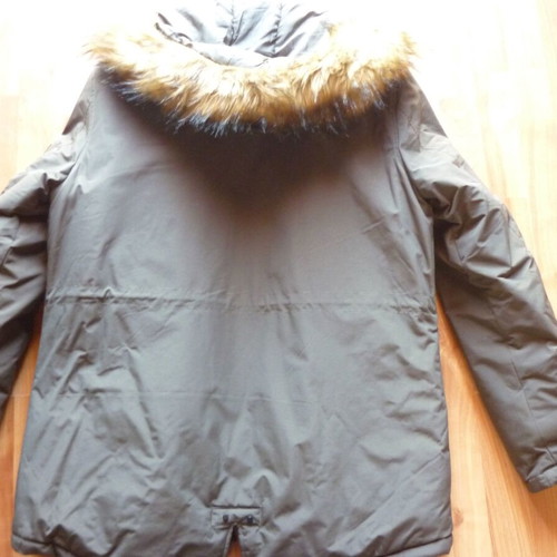 Men's parka jacket khaki like new Medium/Large with detachable hood