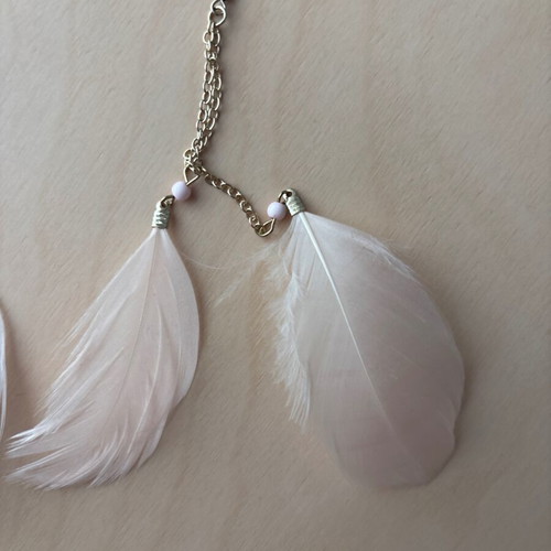 Feather earrings pink used with oxidized studs