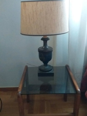 Italian table lamp used, patinated wood