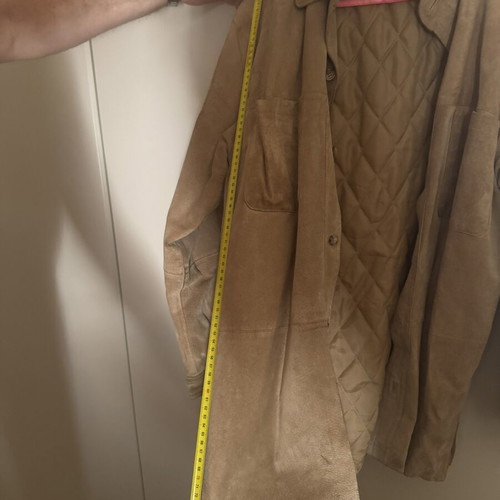 Unisex suede jacket beige with quilted lining like new