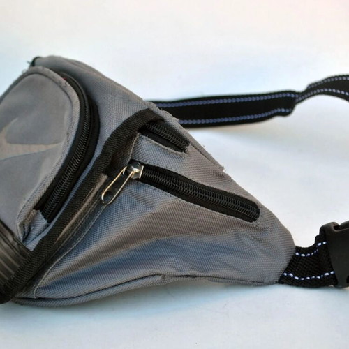 Waist Bag Used Grey and Black Nylon Polyester