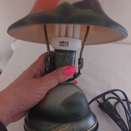 Touch lamp made of opaline hand-painted, new