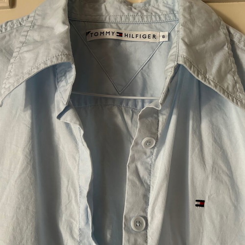 TOMMY HILFIGER, No 6, (XS), women's shirt, classic, sky blue color.