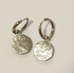 Hoop earrings with green enamel and North star charm