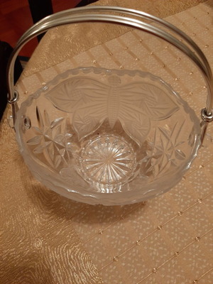 Crystal fondue pot vintage, new