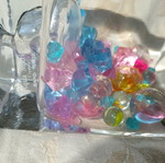 Crystal vase handmade aqua marina new with decorative glass beads