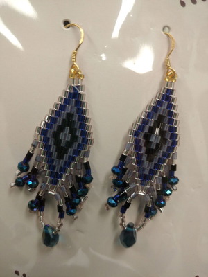 Handmade earrings blue and silver, new