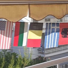 Garland with 20 fabric flags of various countries, 3.10m length, new