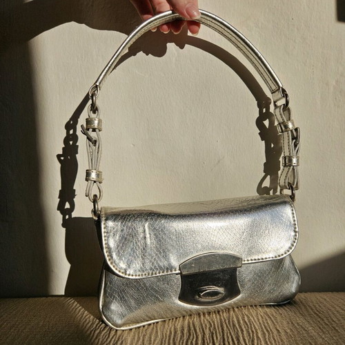 Y2k mini shoulder bag used, silver