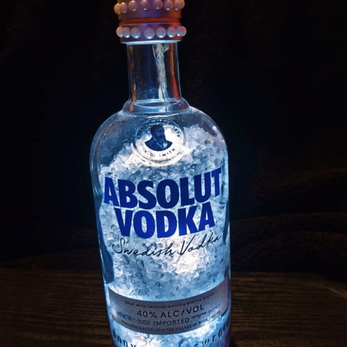 Handmade Absolut decorative bottle with light made to order