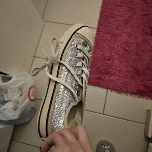 Converse sneakers size 38 like new with silver sequins