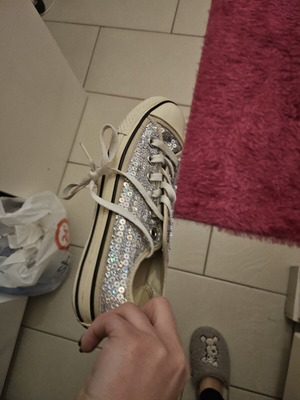 Converse sneakers size 38 like new with silver sequins