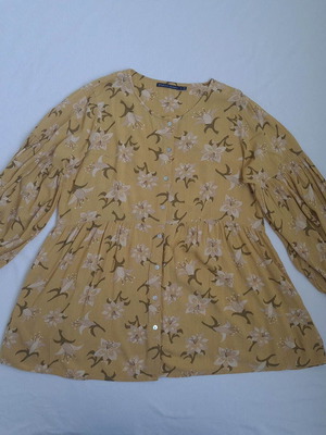 Gudrun Sjoden women's boho floral tunic blouse size M, balloon sleeves