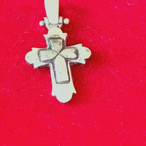 Apefthon double-sided silver cross pendant