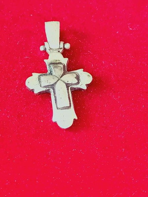 Apefthon double-sided silver cross pendant