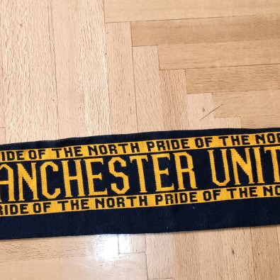 Manchester United Scarf used, double-sided, 1990s football memorabilia