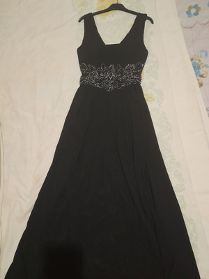 Maxi βραδινό φόρεμα Black Line με κέντημα μέσης μέγεθος M καινούργιο