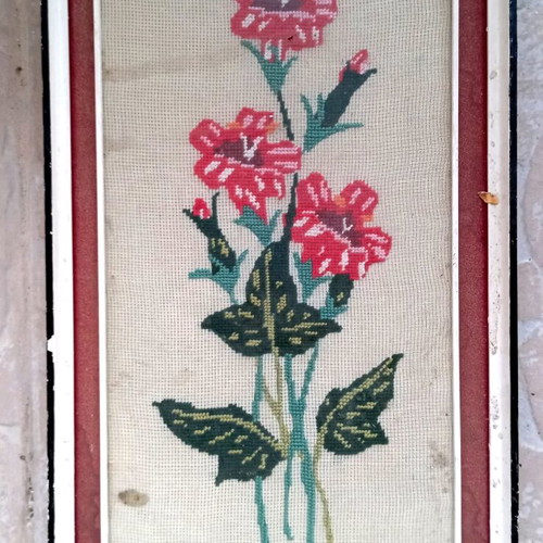 Handmade embroidered painting flowers hibiscus 24×40