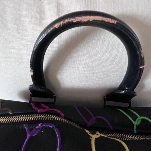 Black shoulder bag with colorful embroidery, like new