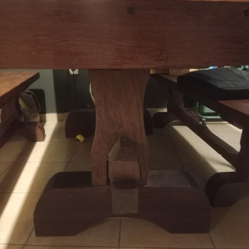 Monastic table with benches like new, 1.85x0.99m, 11cm thick