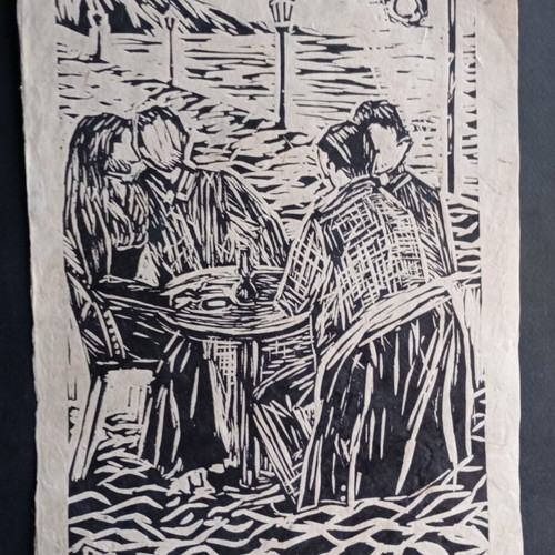 Woodcut artwork by K. Evlogimenos, limited edition, signed
