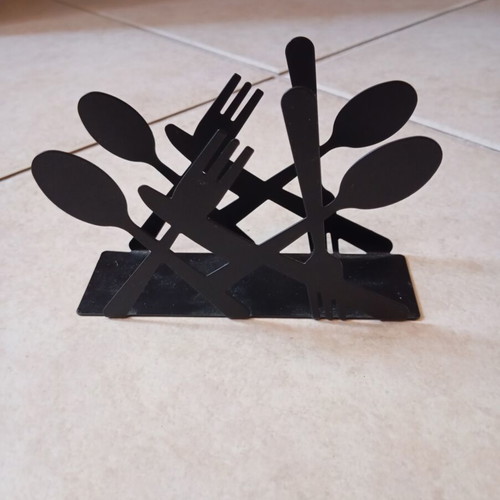 Kitchen accessories set with cutlery silhouettes, black metal