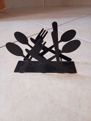 Kitchen accessories set with cutlery silhouettes, black metal