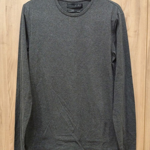 Zara Essentials Super Slim Fit long sleeve shirt, grey, M