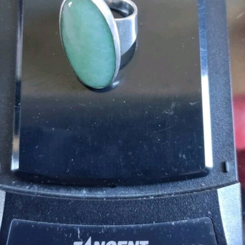 Handmade silver ring size 56 with natural green aventurine stone like new