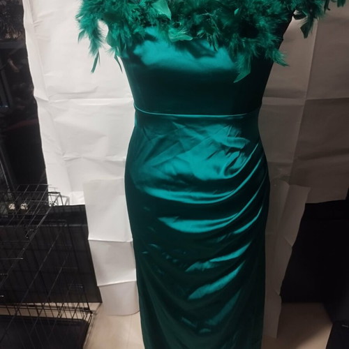 Evening dress bu Irene Angelopoulos satin green size S new