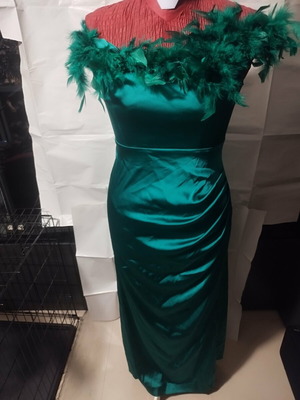 Evening dress bu Irene Angelopoulos satin green size S new
