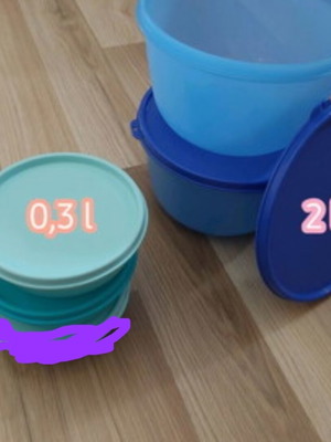 Tupperware Modular bowls set new, 0.3 L and 2 L, blue with lids