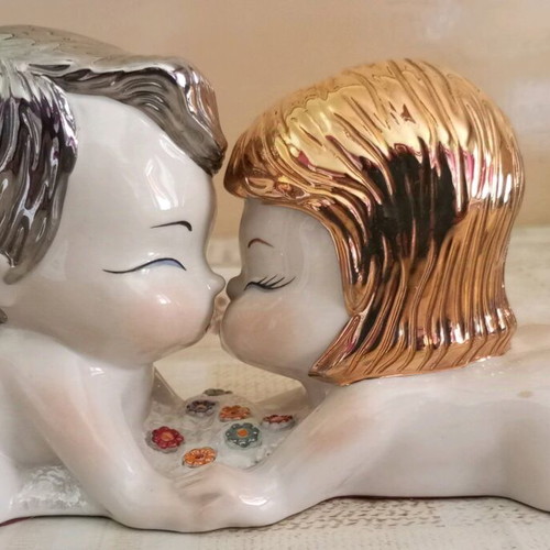Porcelain decoration with babies new, gold and silver hair