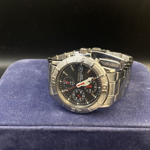 Seiko Chronograph men's watch like new, black and silver