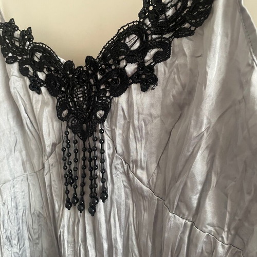 Satin lingerie top Medium with embroidered lace and stones