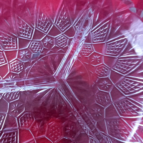 Glass dish three-section like new
