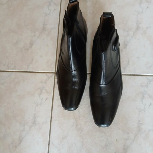 Men's leather ankle boots new, black, size 44.5