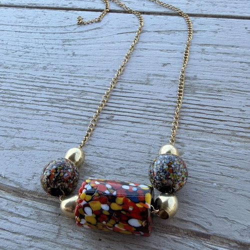 Ethnic boho necklace like new, multicolor