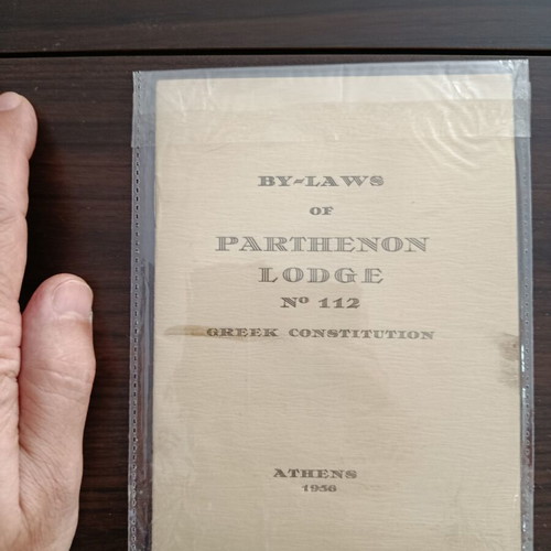 By-Laws of Parthenon Lodge booklet like new, English