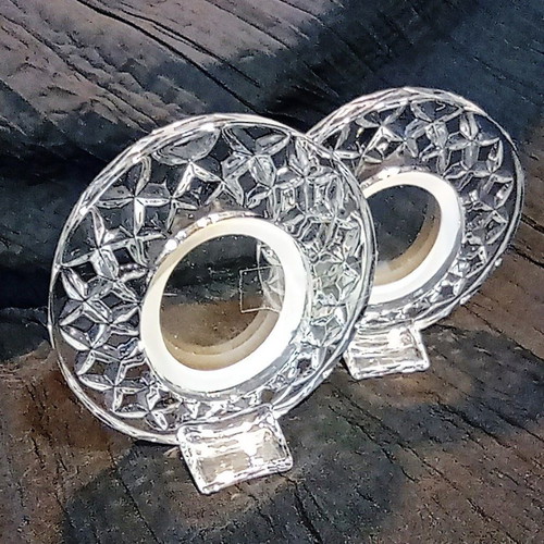 Vintage oval glass photo frames set of 2 with embossed design like new