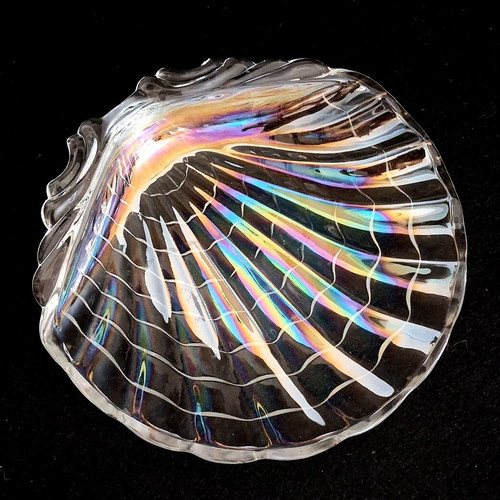 Vintage Japanese Seashell Plates Set Hasegawa Glass Venus luster effect
